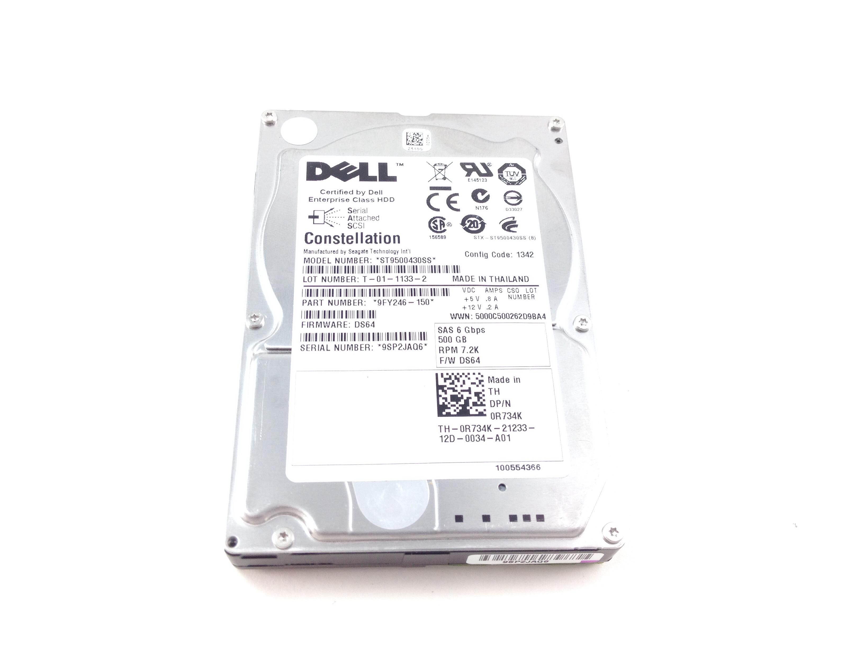 DELL 9Fy246-150 500Gb 7200Rpm Sas6Gbits 16Mb Buffer 2.5Inch Hard Disk Drive With Tray For Powervault Server