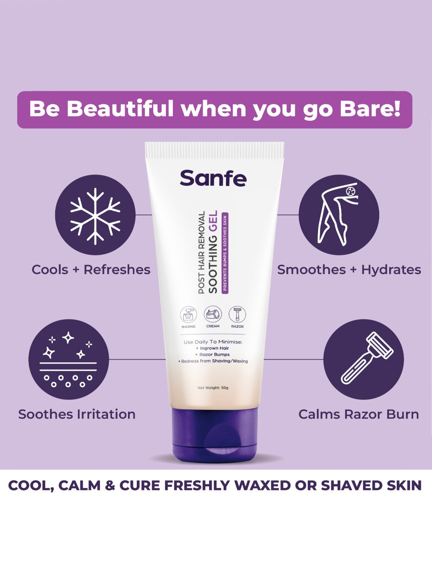 Sanfe Post Hair Removal Soothing Gel - 50 gm