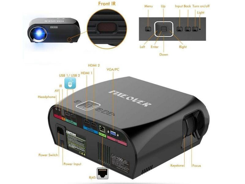 4600 Lumens LED 3D WIFI Smart Home Theater Cinema 1080P Android Projector HDMI/RJ45/USB/VGA/SD