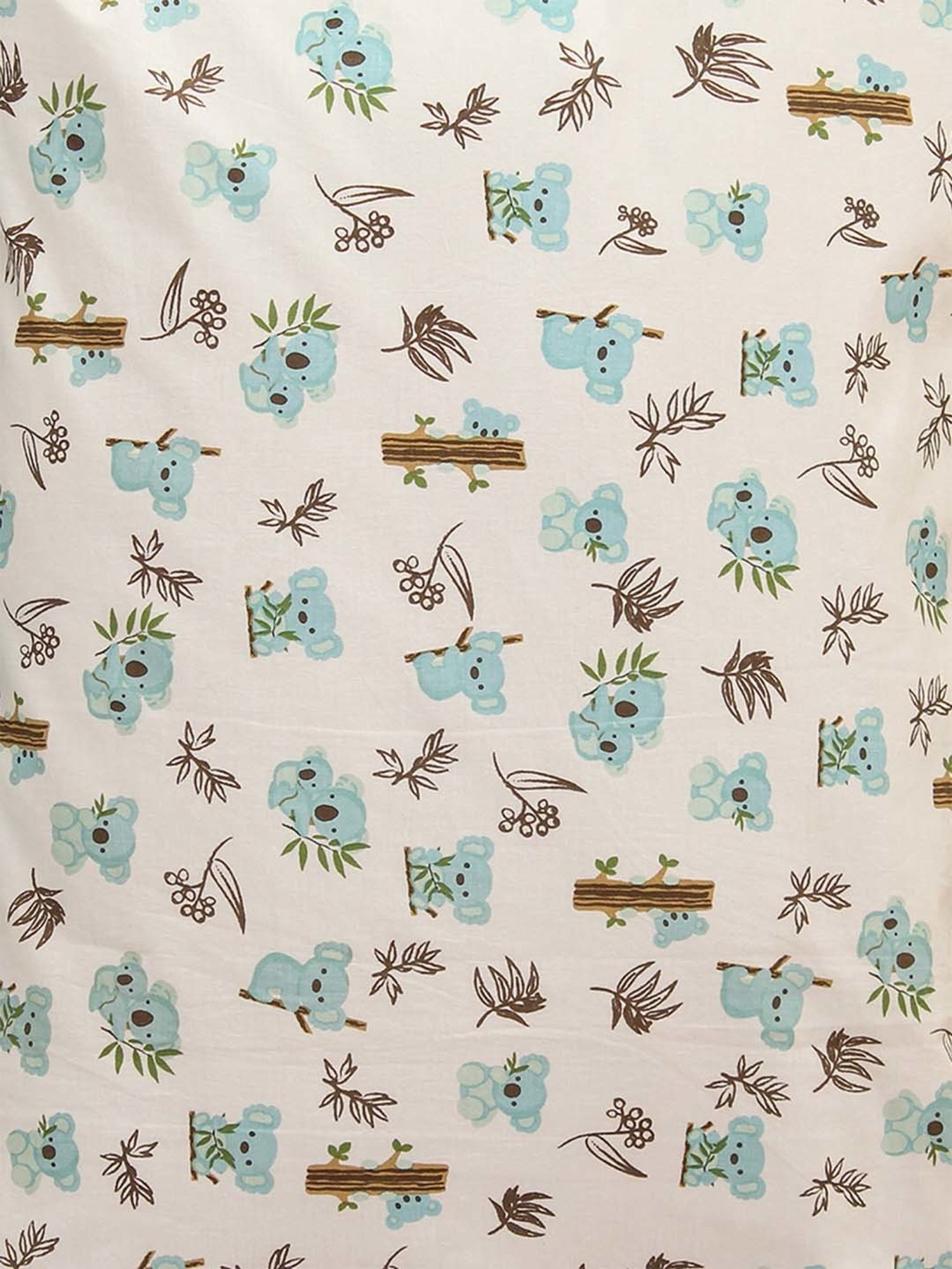 House This Koala Printed Blue Cotton Single Bed Sheet with Pillow Cover