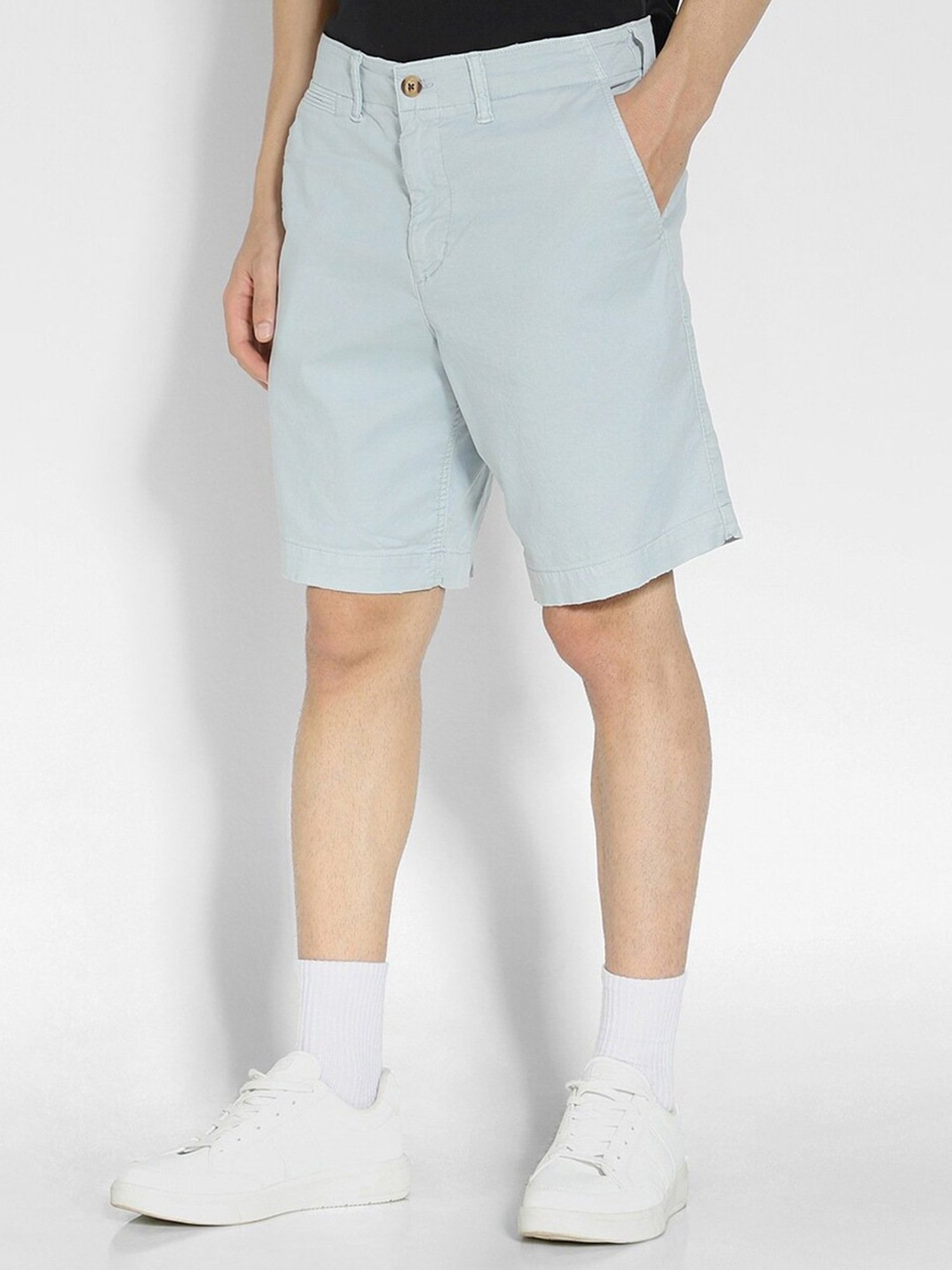 American Eagle Blue Cotton Regular Fit Shorts