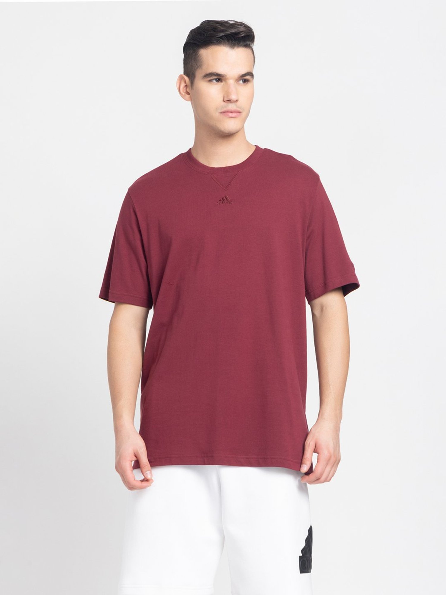 adidas Maroon Loose Fit Sports T-Shirt