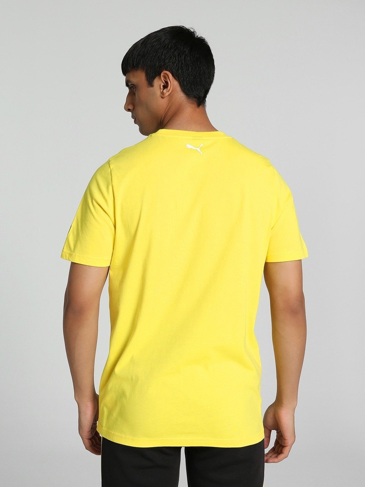 Puma Scuderia Ferrari Motorsport Speed Yellow Cotton Regular Fit Printed Sports T-Shirt