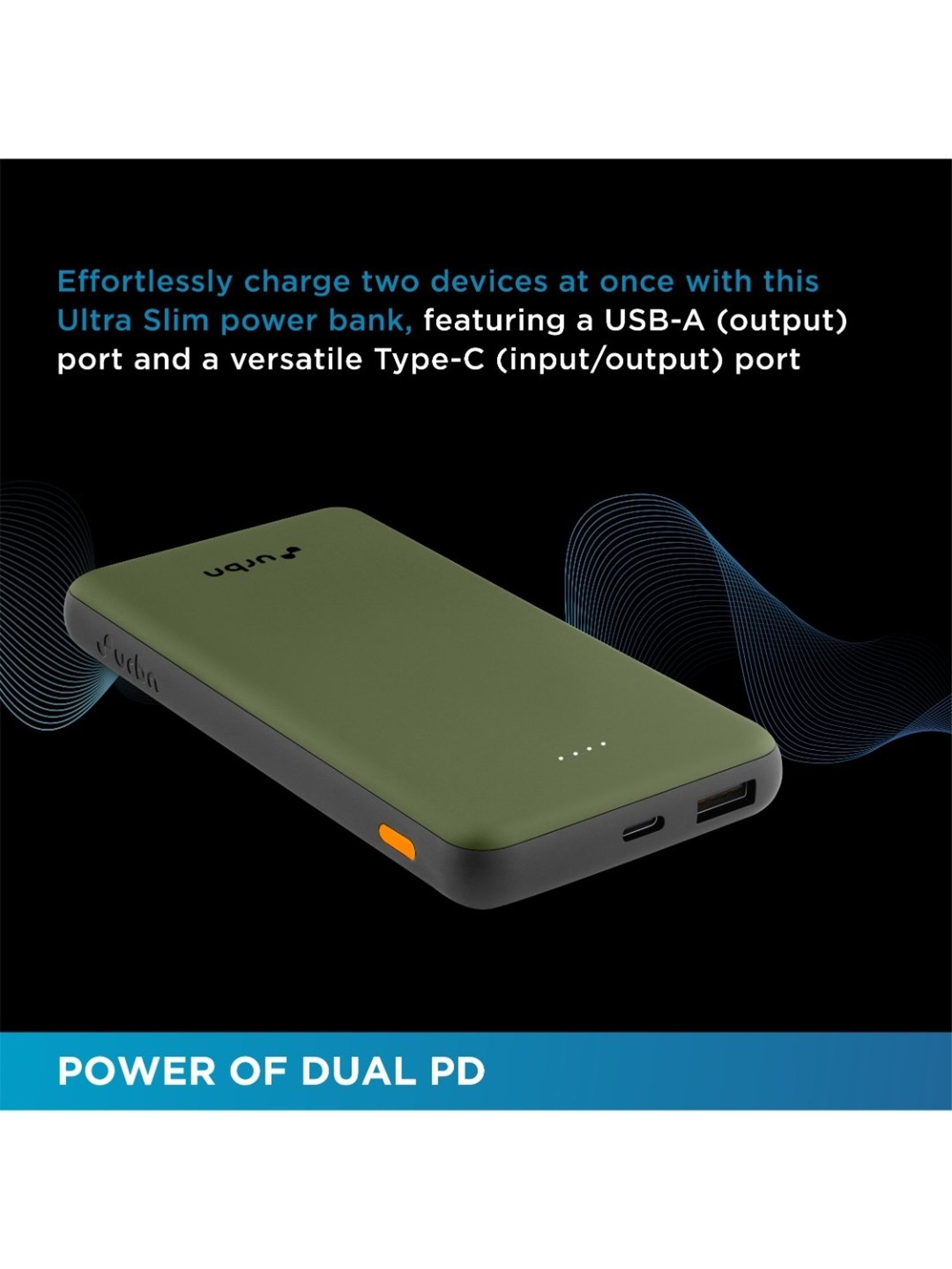 URBN 10000 mAh Ultra Slim 12W Power Bank with Type C Input-Output (Camo)