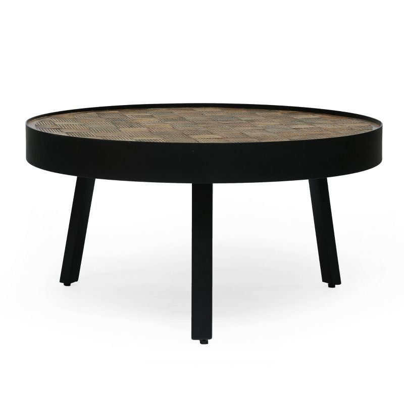 Penman Modern Industrial Handcrafted Mango Wood Coffee Table Natural/Black - Christopher Knight Home