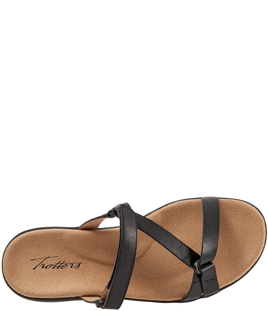 Trotters Raja Leather Adjustable Hook and Loop Slide Footbed Sandals