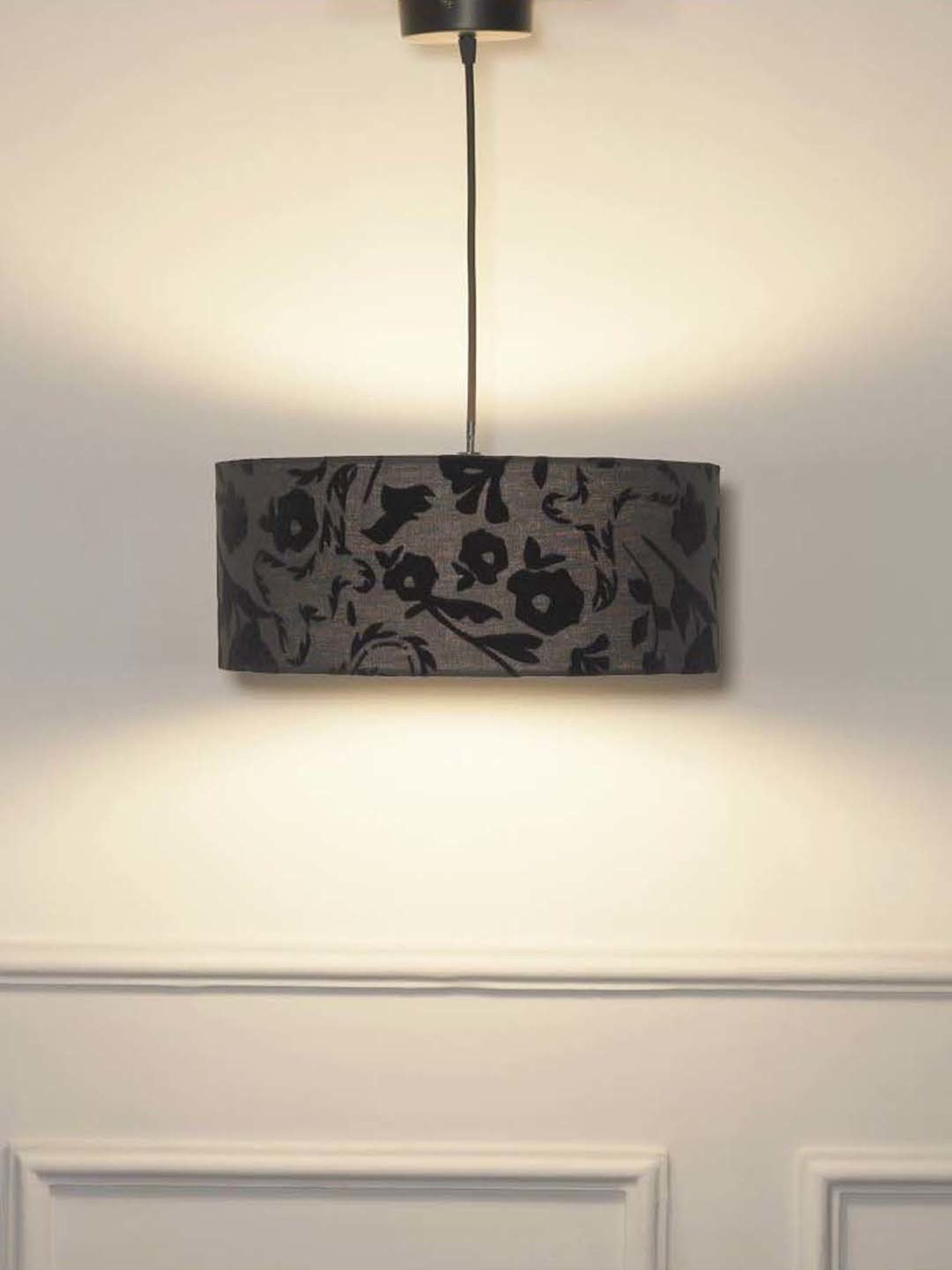 Kapoor E Illuminations Black Velvet Printed Shade Pendant Light