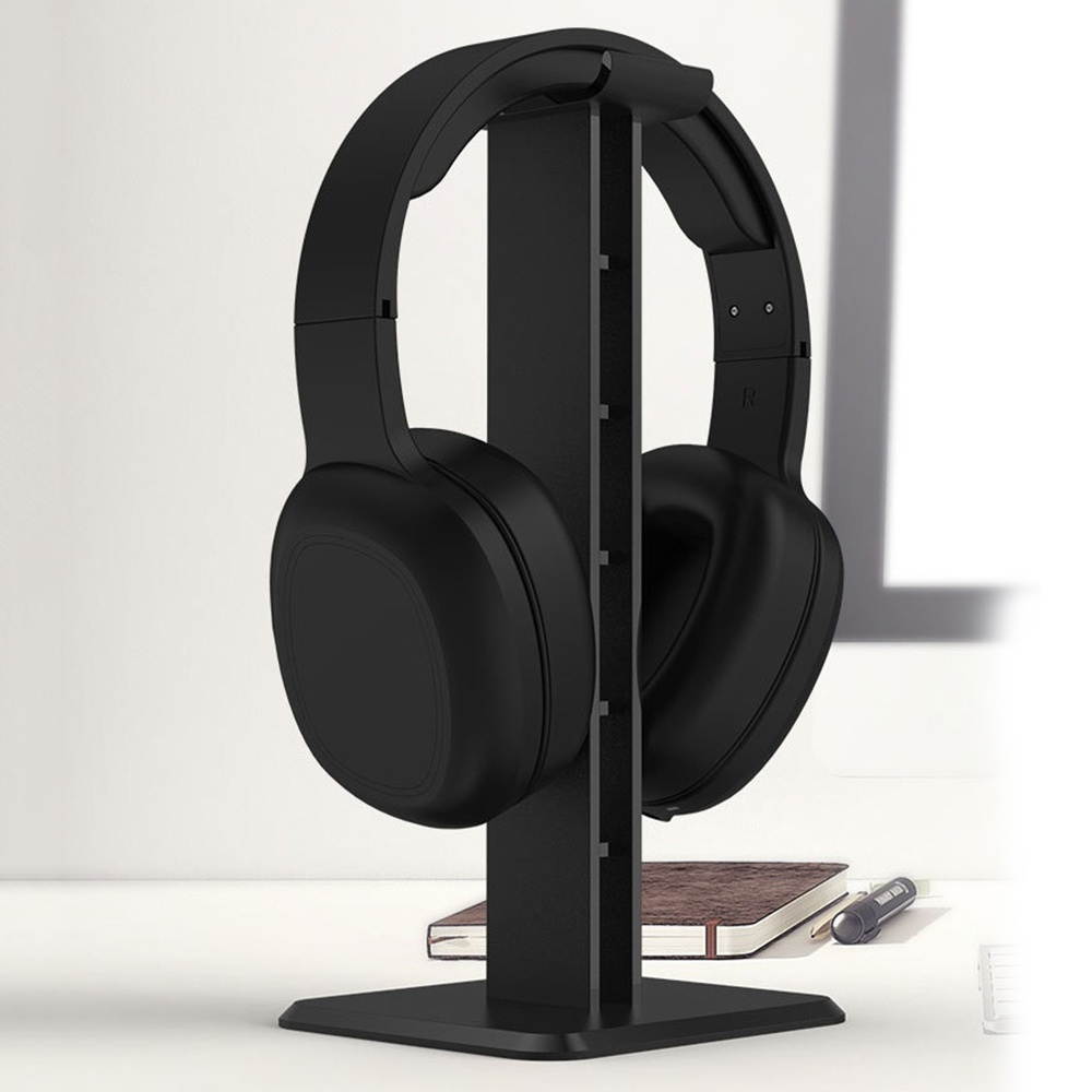 Convenient Headphone Stand Headset Holder All-in-One Solid Earphone Stand ABS Solid Base for All Headphones Fashion Display (Black)