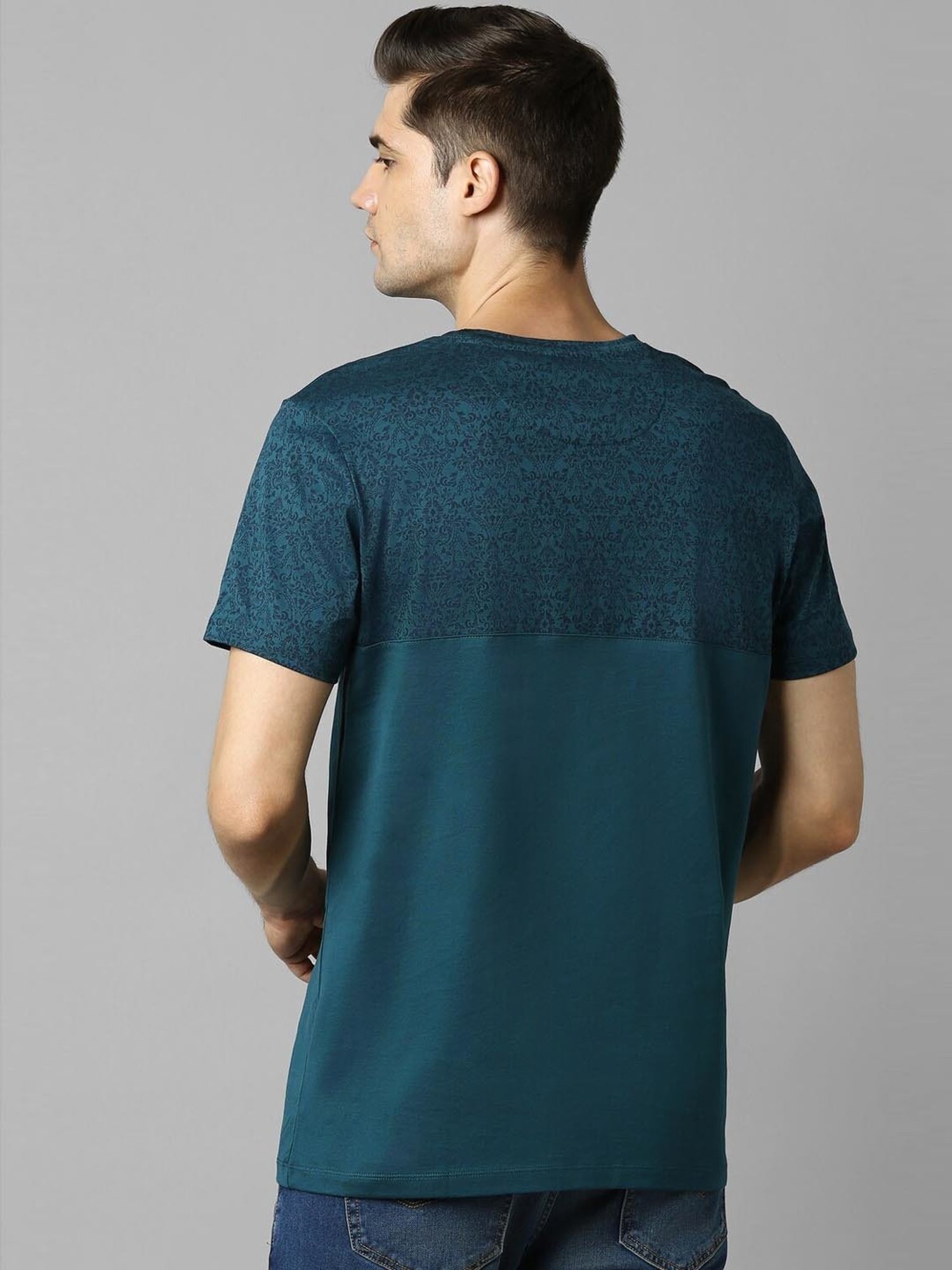 Louis Philippe Sport Blue Cotton Slim Fit Printed T-Shirt