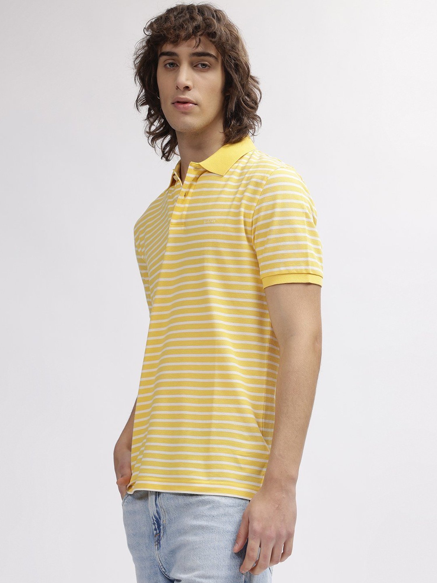 GANT Striped Polo Neck Regular Fit T-Shirt