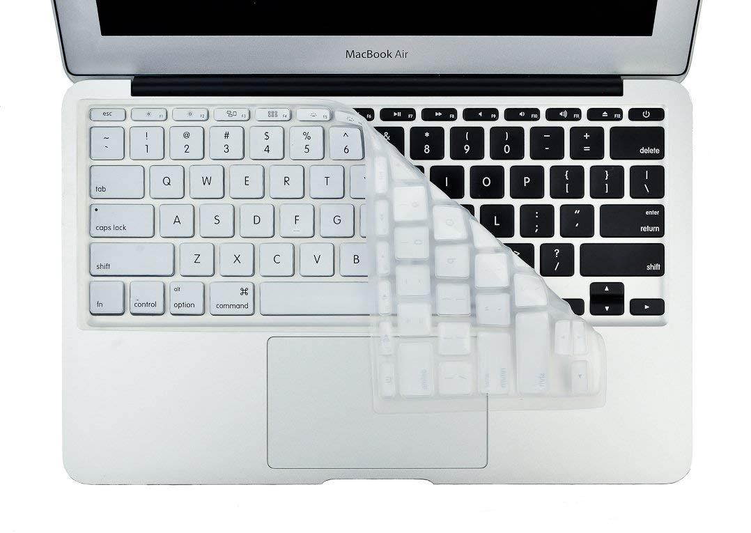 Kuzy AIR 11-inch Keyboard Cover for MacBook Air 11.6" Models: A1465 & A1370 Silicone Skin - WHITE