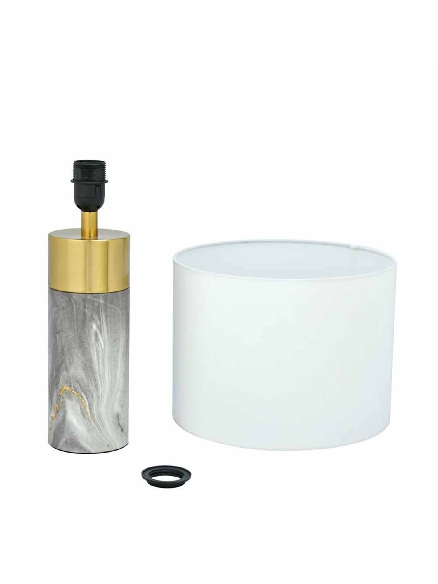 @Home Grey Metal Cylindrical Base Table Lamp