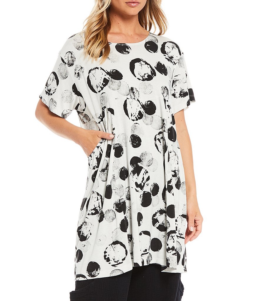 Bryn Walker Mara Short Sleeve Jersey Print Pocket Tunic