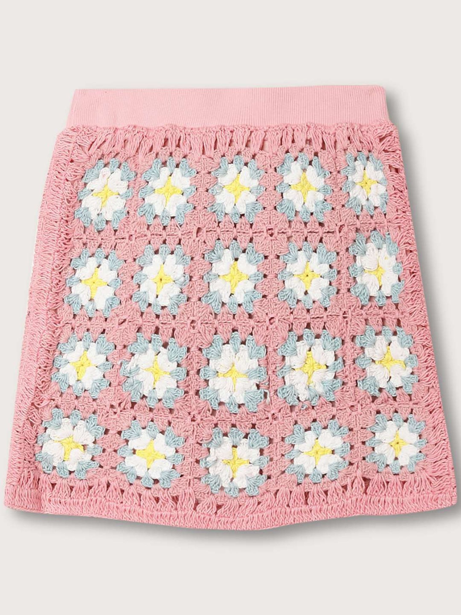 Elle Kids Pink Cotton Floral Print Skirt