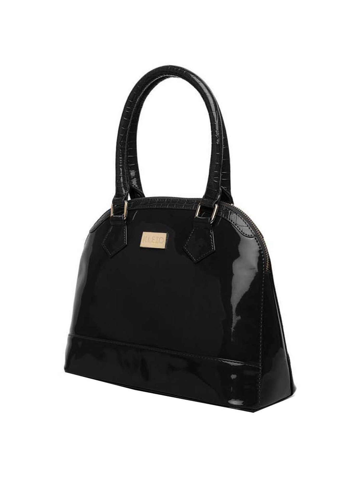 KLEIO Black Solid Medium Handbag