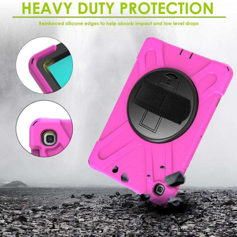 Galaxy Tab A 10.1 Case, Fits 2019 T510/T515 Shockproof Heavy Duty Shield Case Kickstand, Shoulder Strap Sling, Hand/Palm Strap For Samsung Galaxy Tab A 10.1 (2019) SM-T510 / SM-T515 (Red)