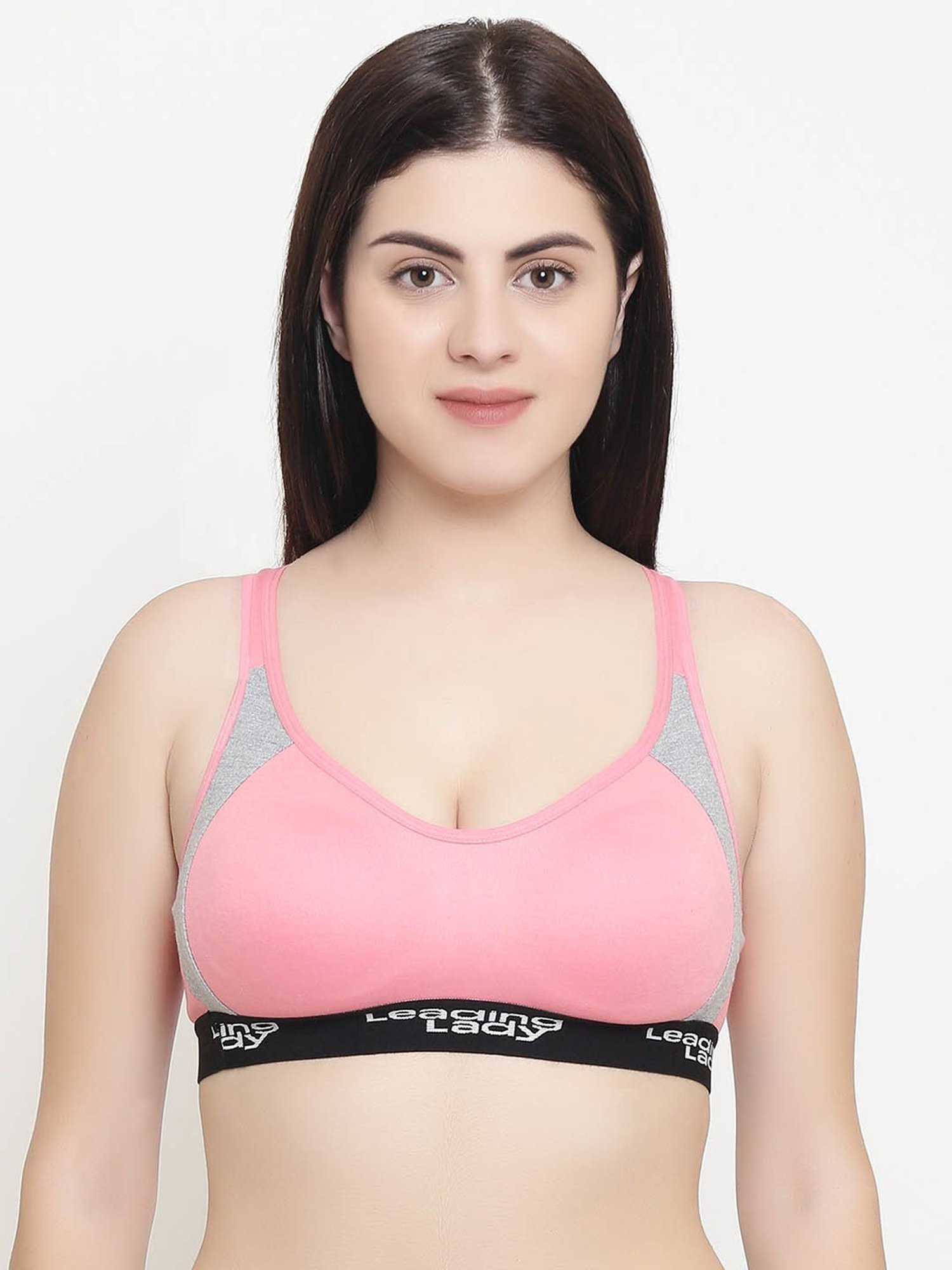 Leading Lady Pink Non-Wired Non-Padded Sports Bra