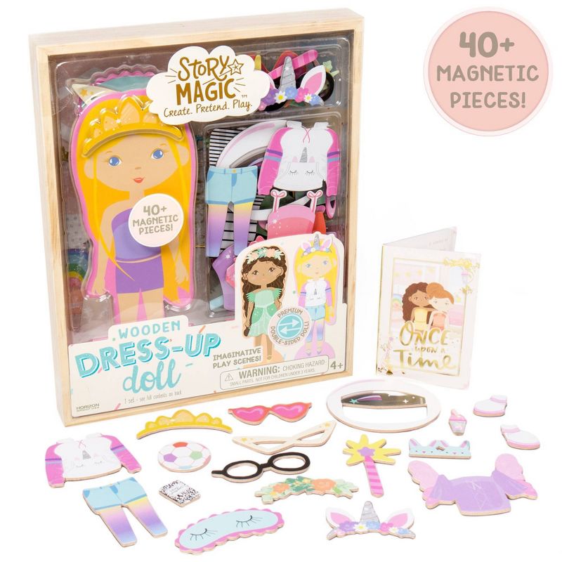 Story Magic 40pc Wooden Dress-Up Doll Set