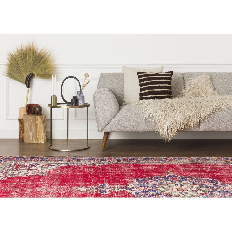 6'6"x10'8" Vintage One-of-a-Kind Frine Rug Red - Revival Rugs