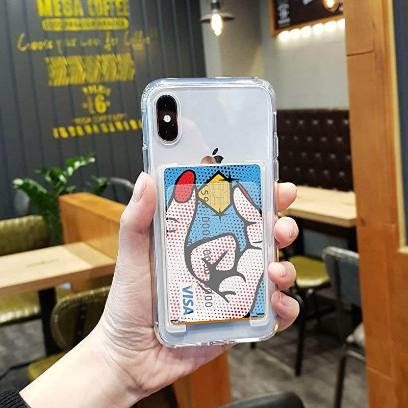 Slot Card Holder Designed for Smartphones, Adhesive Stick On Wallet Case Minimalist Slim Hard Premium Credit Card Cash Sleeve - Black