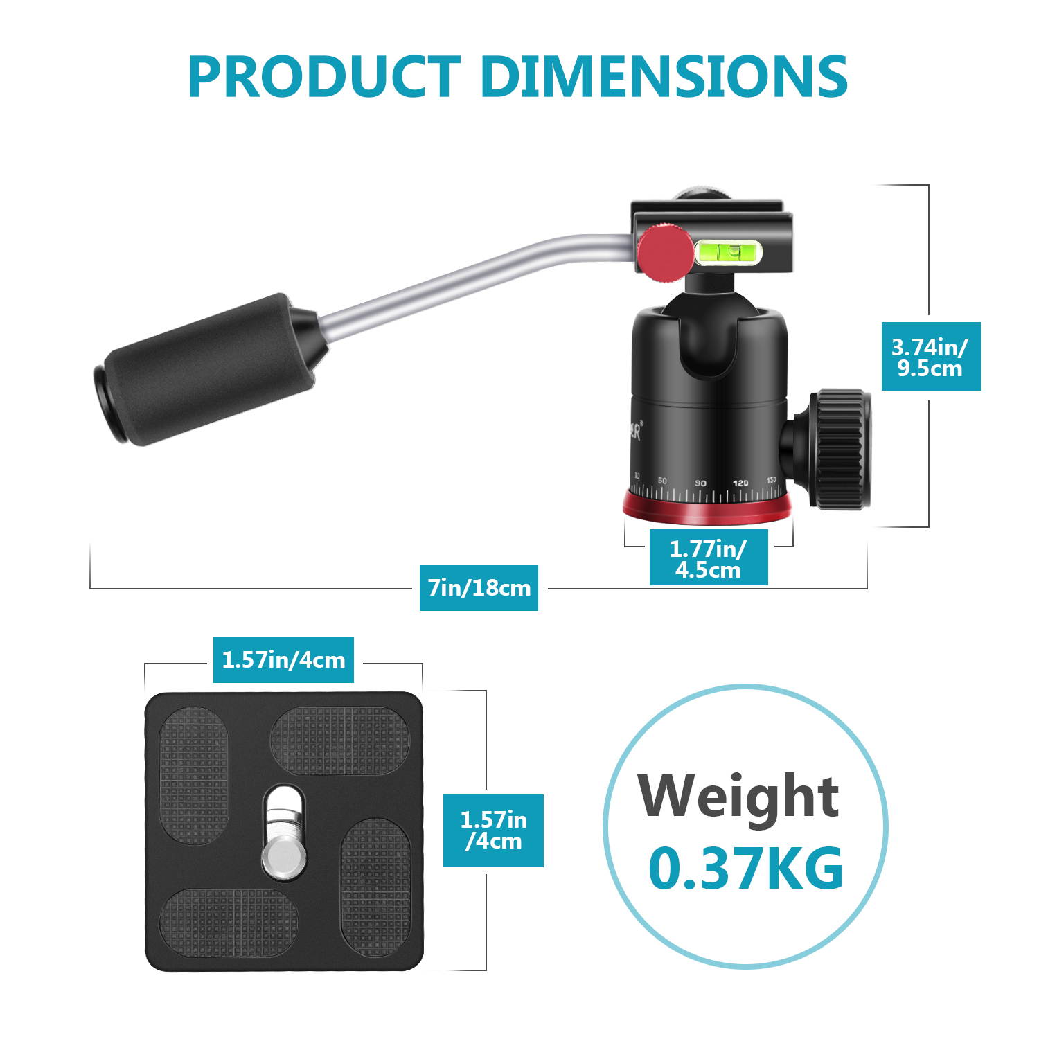 Neewer Mini Tripod Head Mobile Phone/Camera Ball Head with Handle and 1/4 inch Quick Shoe Plate, 360 Degree Panoramic Ballhead for Mirrorless Cameras, iPhones, iPad, Telescope, Max Loading 11pounds