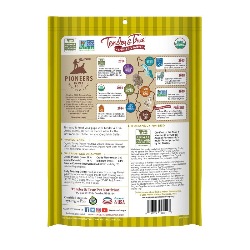 Tender & True Organic Turkey Recipe Jerky Dog Treats - 4oz