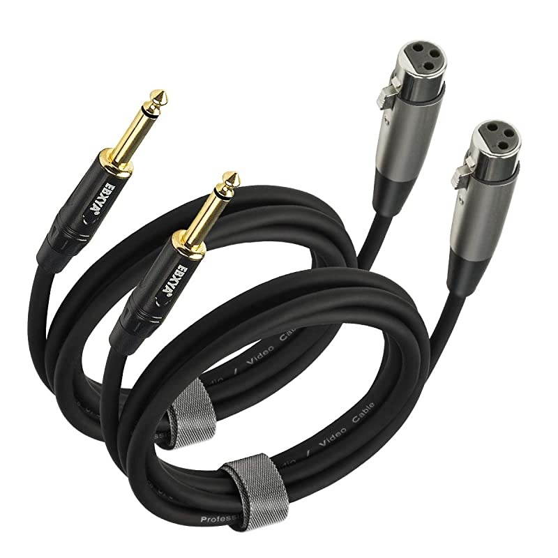 1/4" TS to XLR Female Cable 6 Ft 2 Packs- Microphone to Guitar Mono Unbalanced Cable