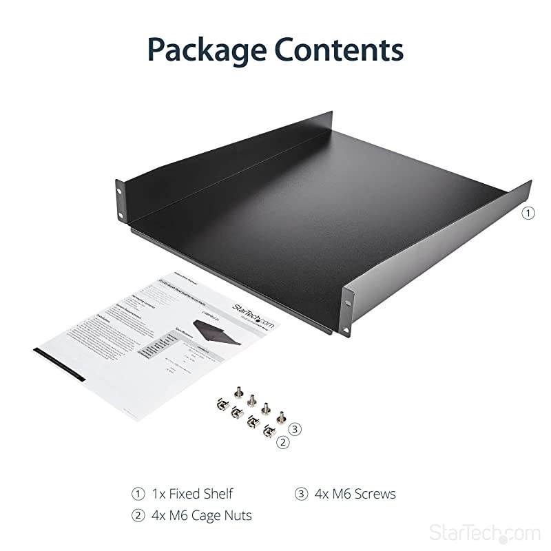 com 2U Fixed Server Rack Mount Shelf 22 Deep Steel Universal Cantilever Tray for 19 AV Data Network Equipment Rack 50lbs CABSHELF22