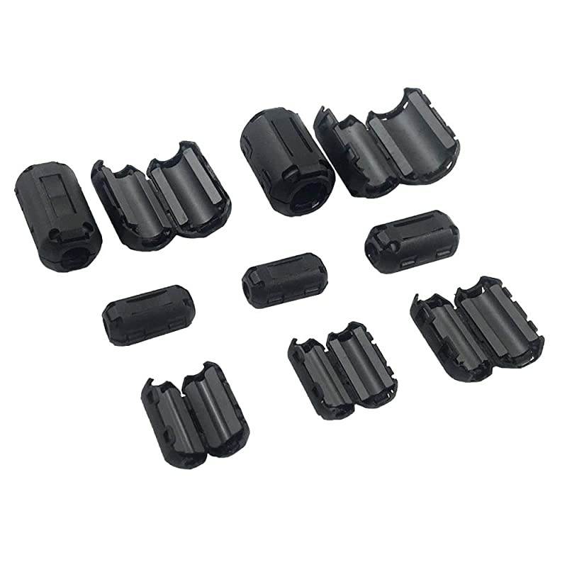 Pack of 20pcs Clipon Ferrite Ring Core RFI EMI Noise Suppressor Cable Clip for 3mm 5mm 7mm 9mm 13mm Diameter Cable Black