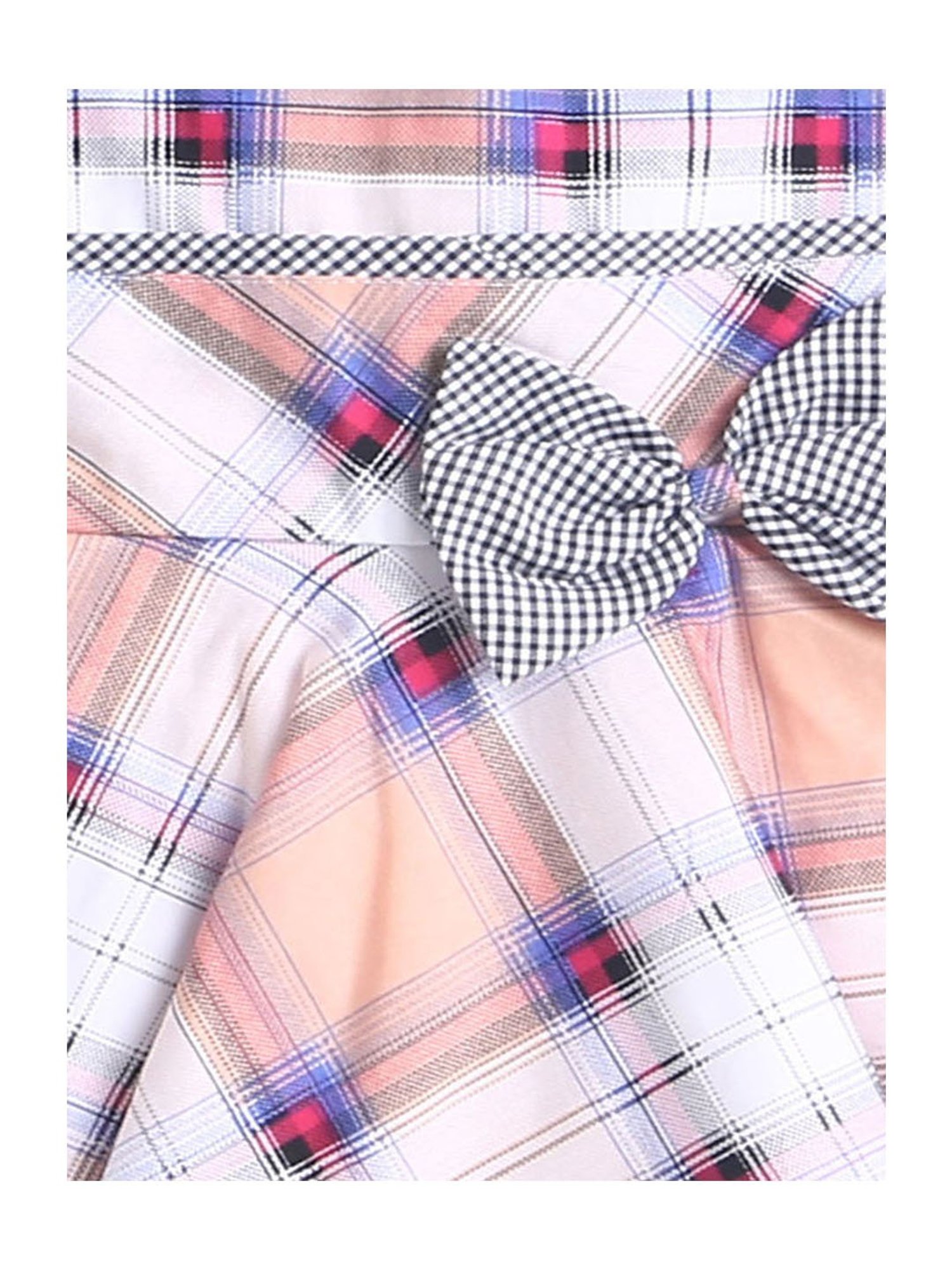 The Magic Wand Kids Multicolor Checks Dress with Bow