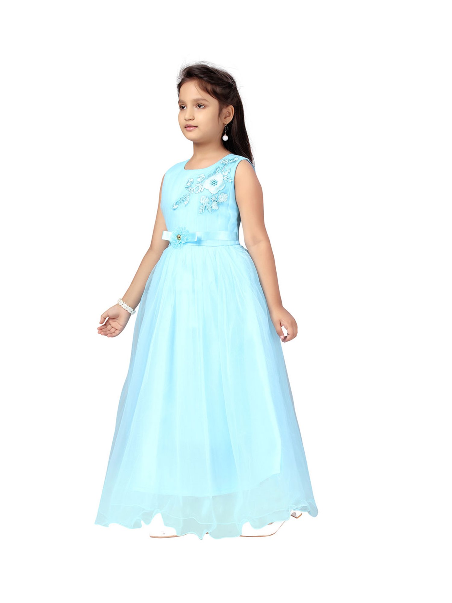 Aarika Kids Blue Embroidered Gown