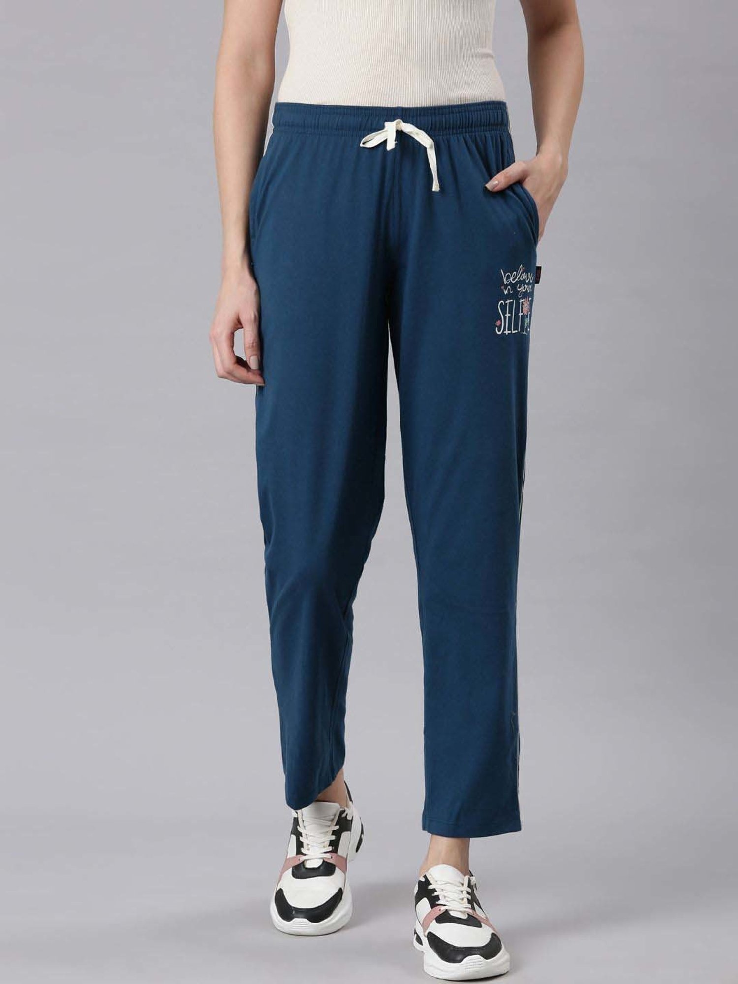 Dixcy Slimz Blue Printed Track Pants