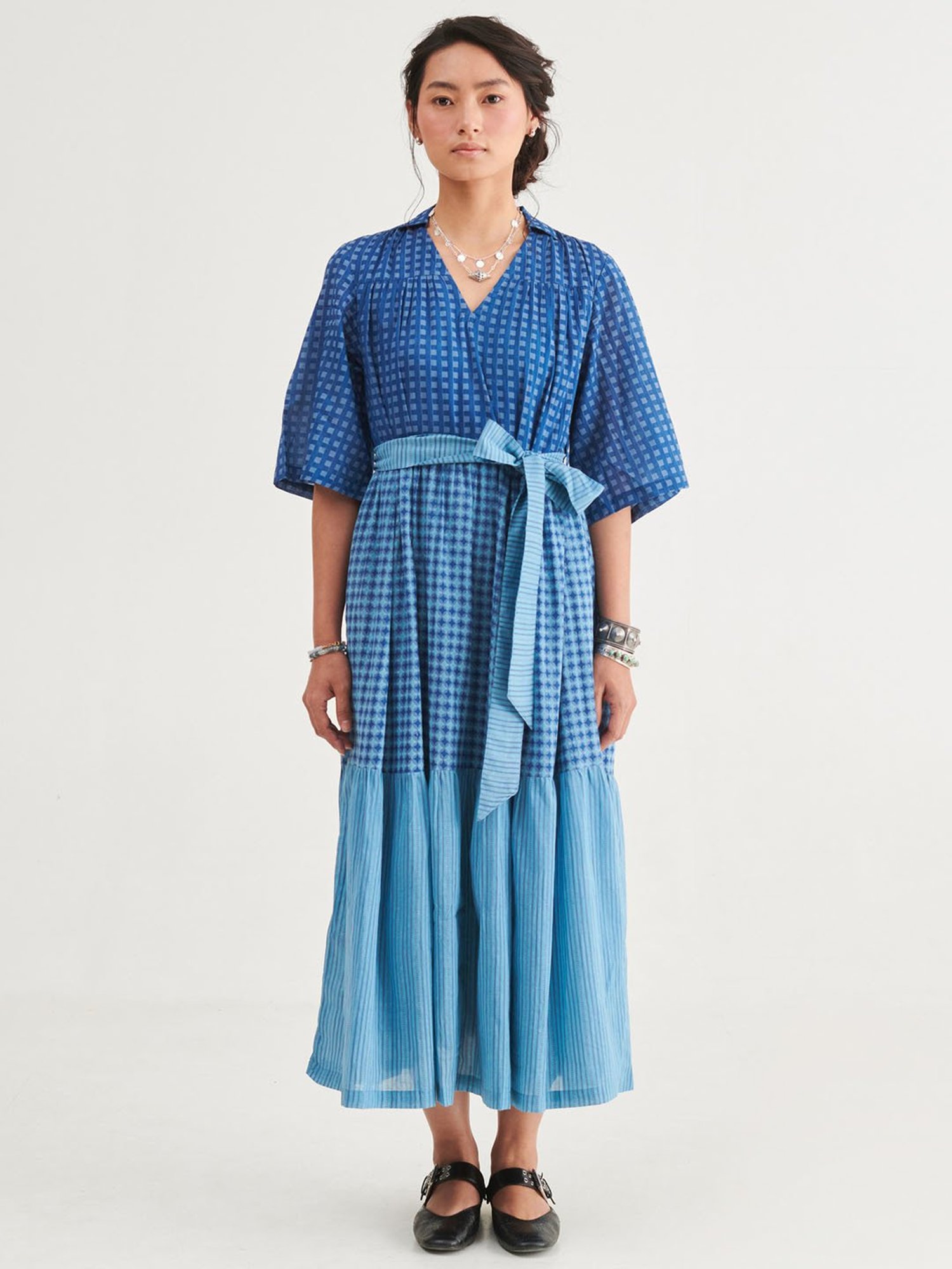 Prakriti Jaipur Indigo Checks Long Dress