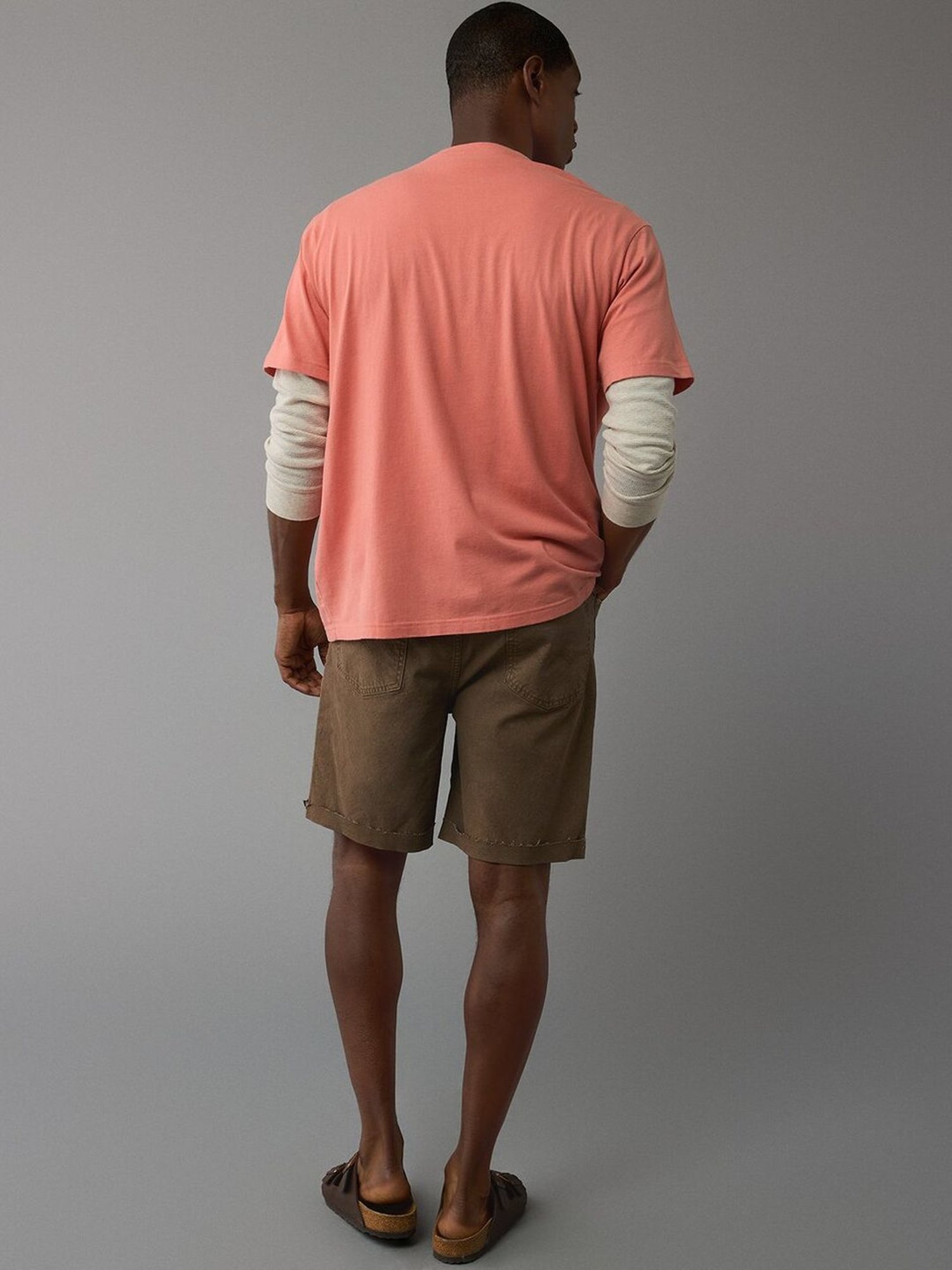 American Eagle Peach Regular Fit Printed T-Shirt