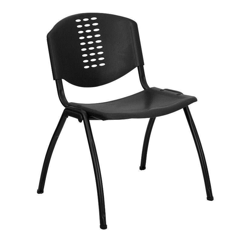 Riverstone Furniture Collection Plastic Stack Chair Black