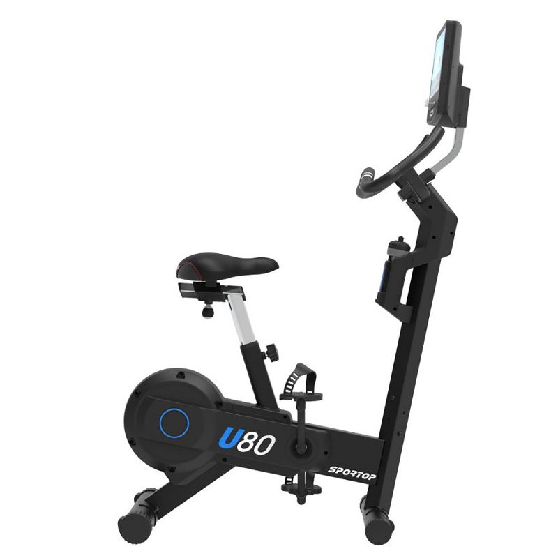 Sportop U80 Indoor Home Workout Bike Stationary Fitness Comfortable Cycler Exercise Machine with 12 Pre Programmed Trainings and Monitor Screen, Black