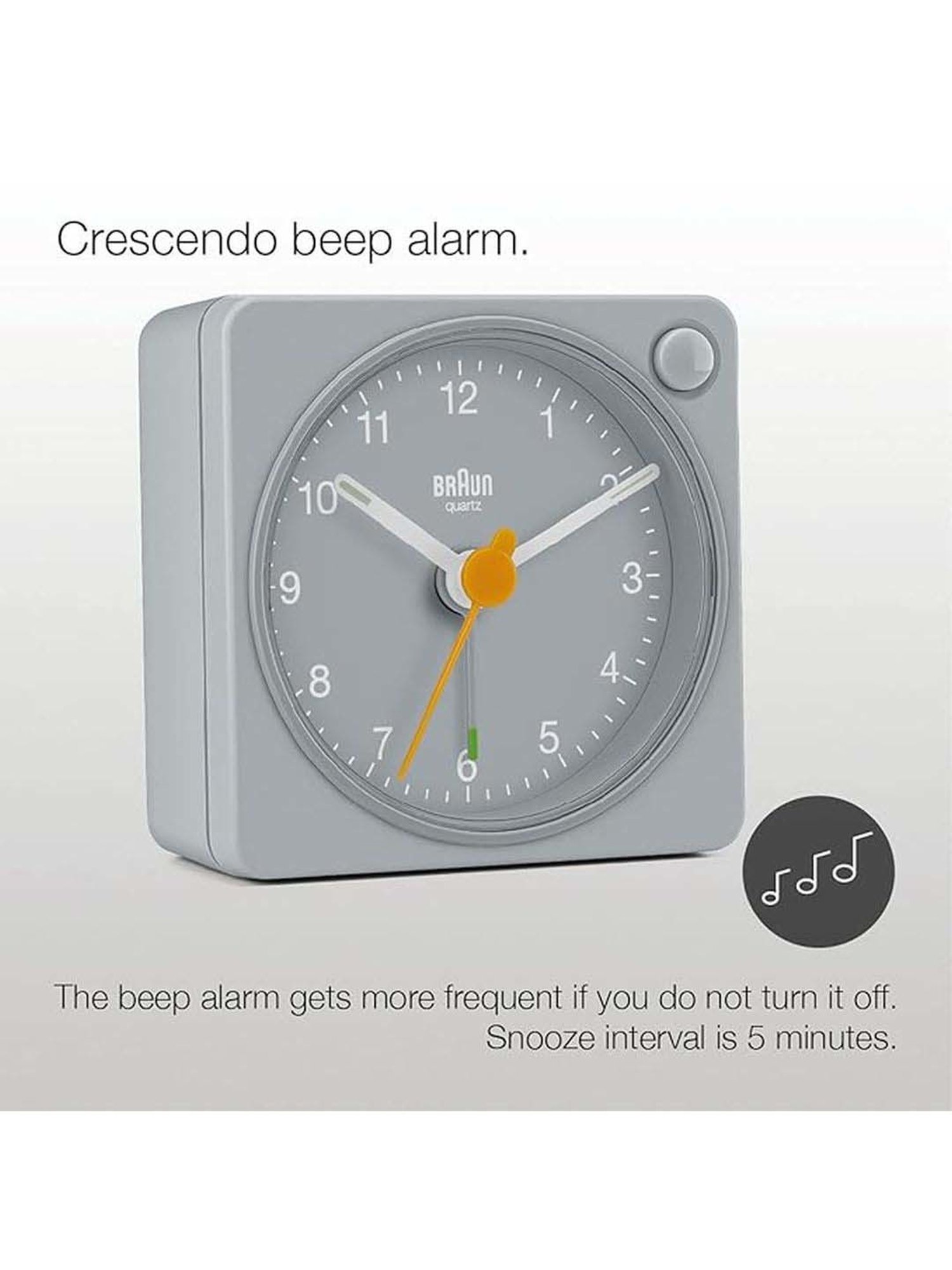 Braun Grey Classic Travel Analog Alarm Clock