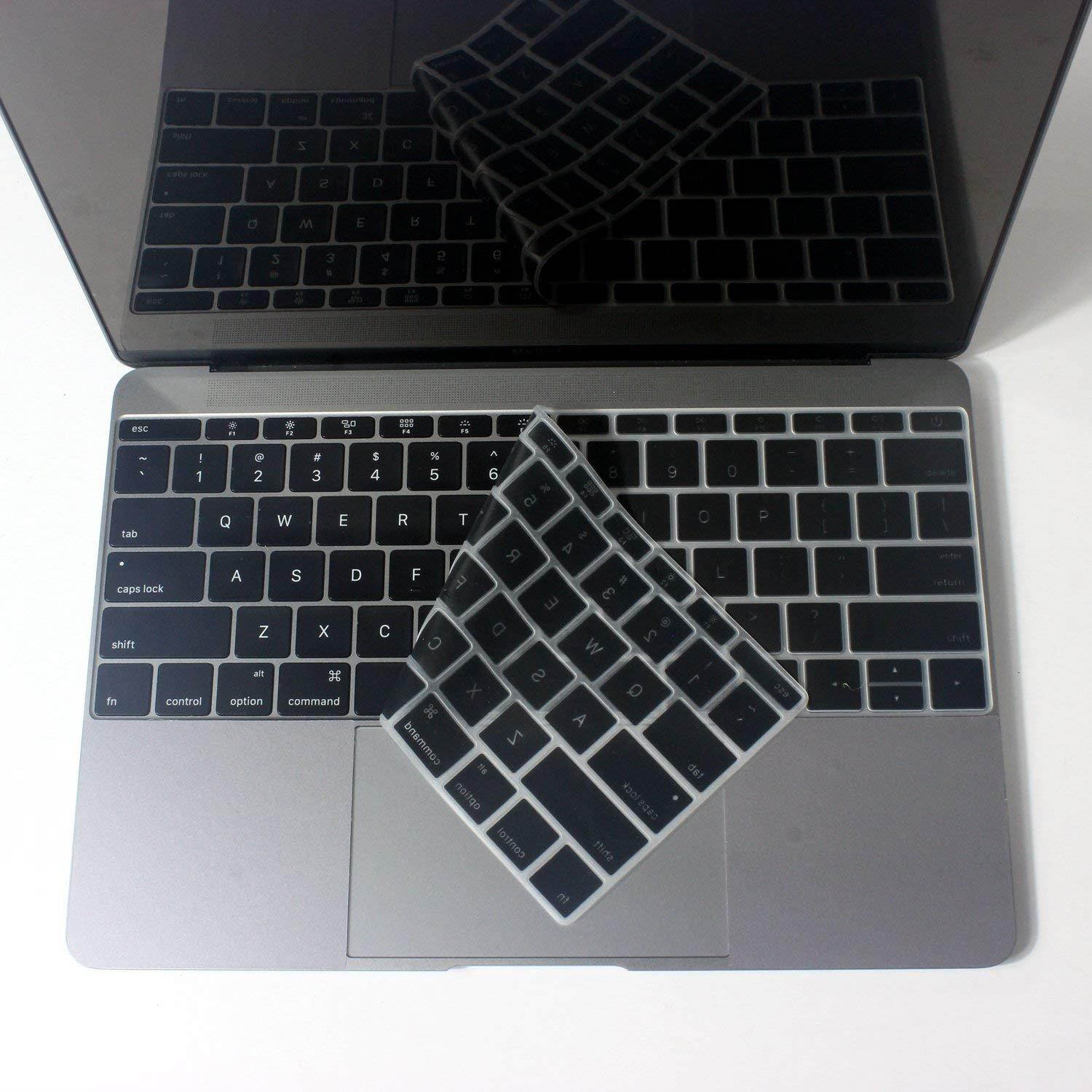 Premium MacBook Keyboard Cover,Ultra Thin Keyboard Skins for New Pro 13 inch without Touch Bar A1708 and MacBook Pro Retina 12 inch-Black(US version)