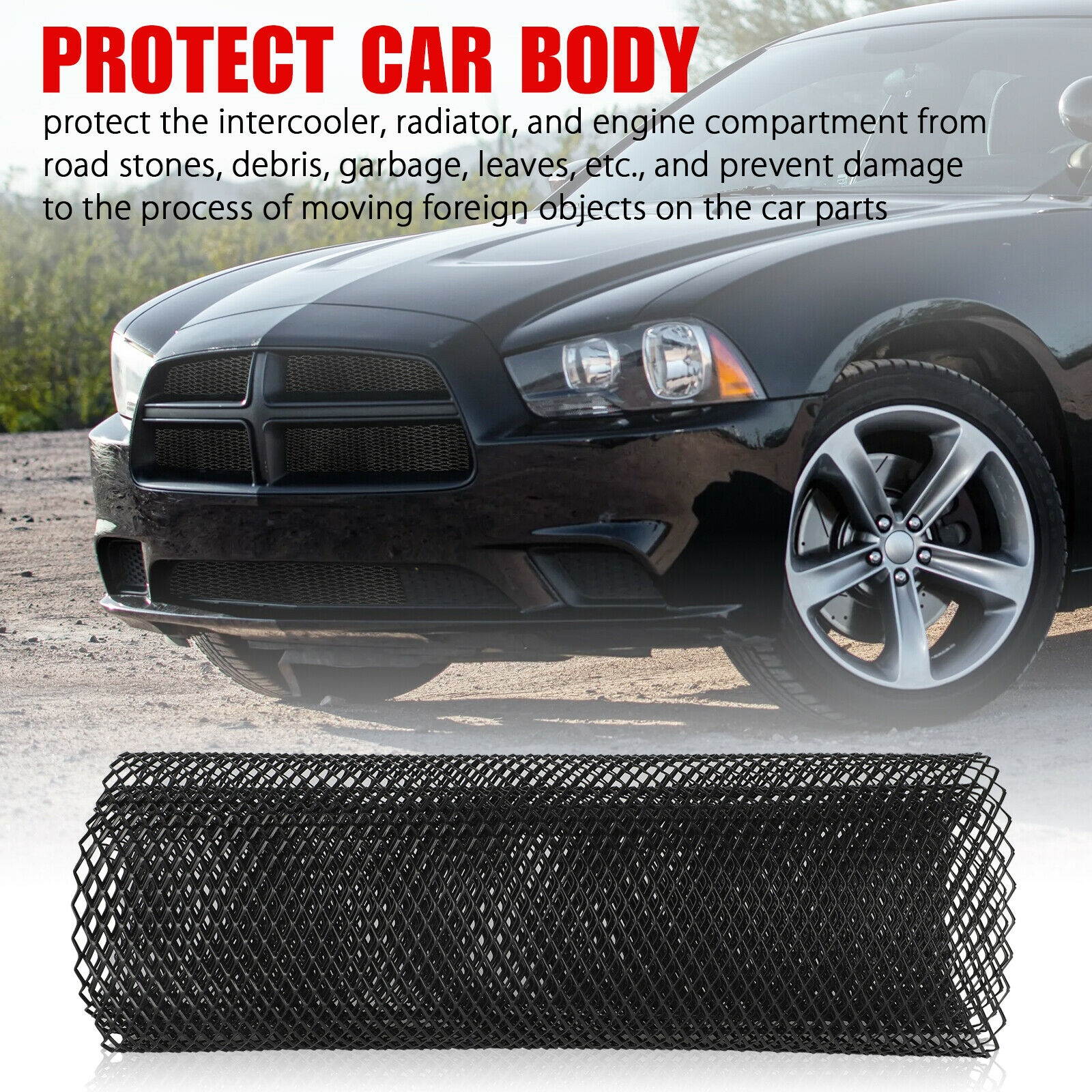40''x13'' Car Front Aluminum Mesh Grille Bumper Fender Hood Vent Grill Net Black