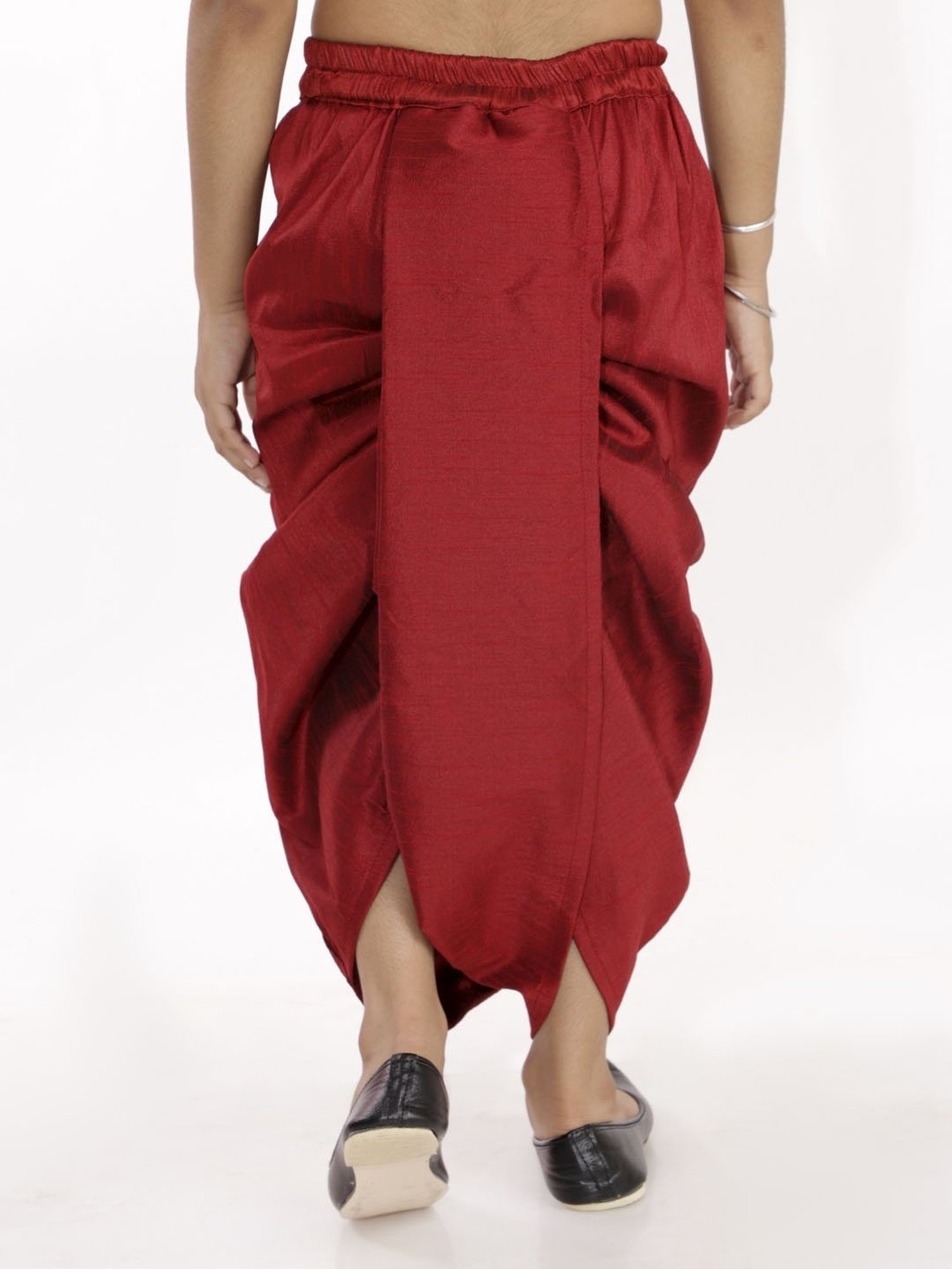 VASTRAMAY Kids Maroon Embroidered Dhoti