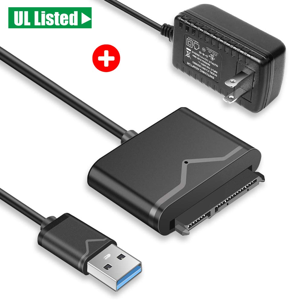 Jansicotek SATA to USB 3.0, SATA III Hard Drive Adapter Converter for 3.5/2.5 Inch HDD/SSD with 12V/2A Power Adapter (UT-3112)