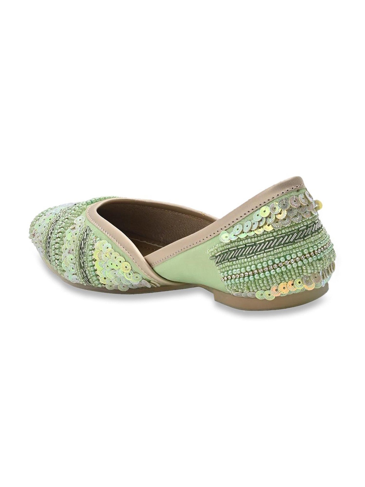 Jove Women's Fern Green Ethnic Juttis