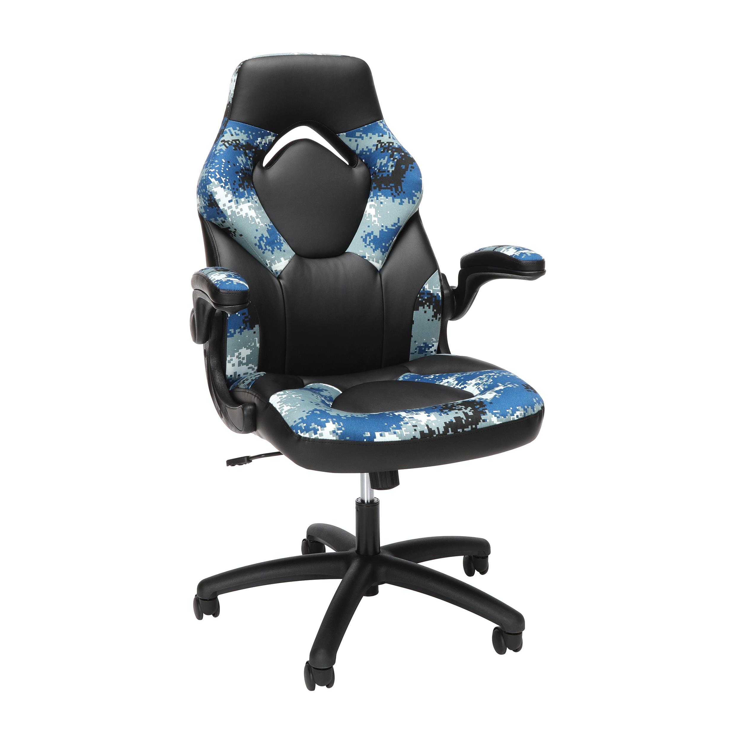 OFM Essentials Collection Racing Style Bonded Leather Gaming Chair, in Arctic Camo (ESS-3085-ARC)