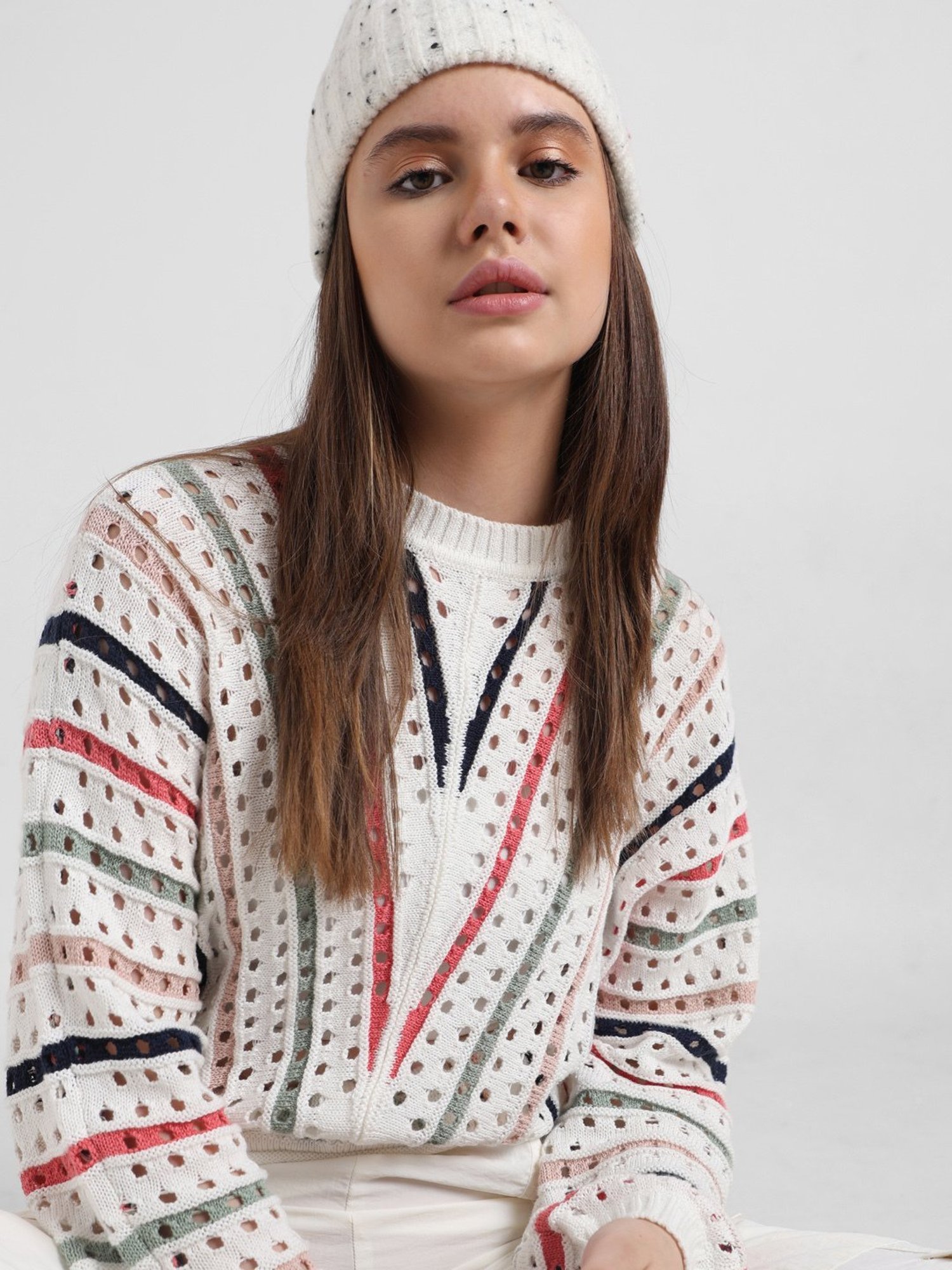 Only White Striped Pullover