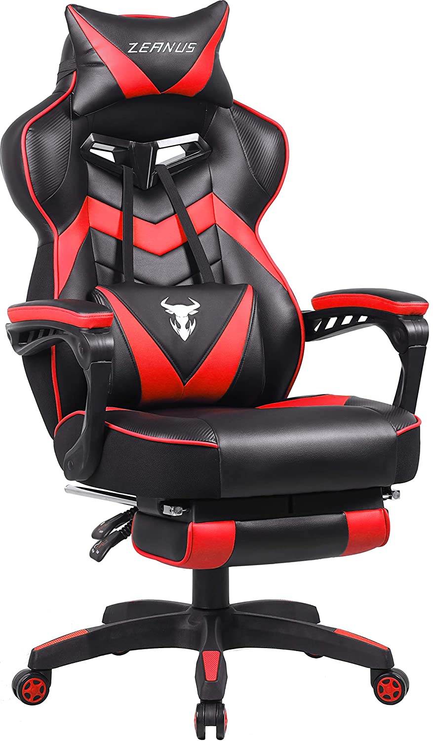 Zeanus Gaming Chair for Adults Green, Gaming Chair with Footrest, Massage Computer Gaming Chair, Reclining Gaming Desk Chair, Big and Tall Video Gaming Chair, Racing Style Chair, E-Sports Gamer Chair