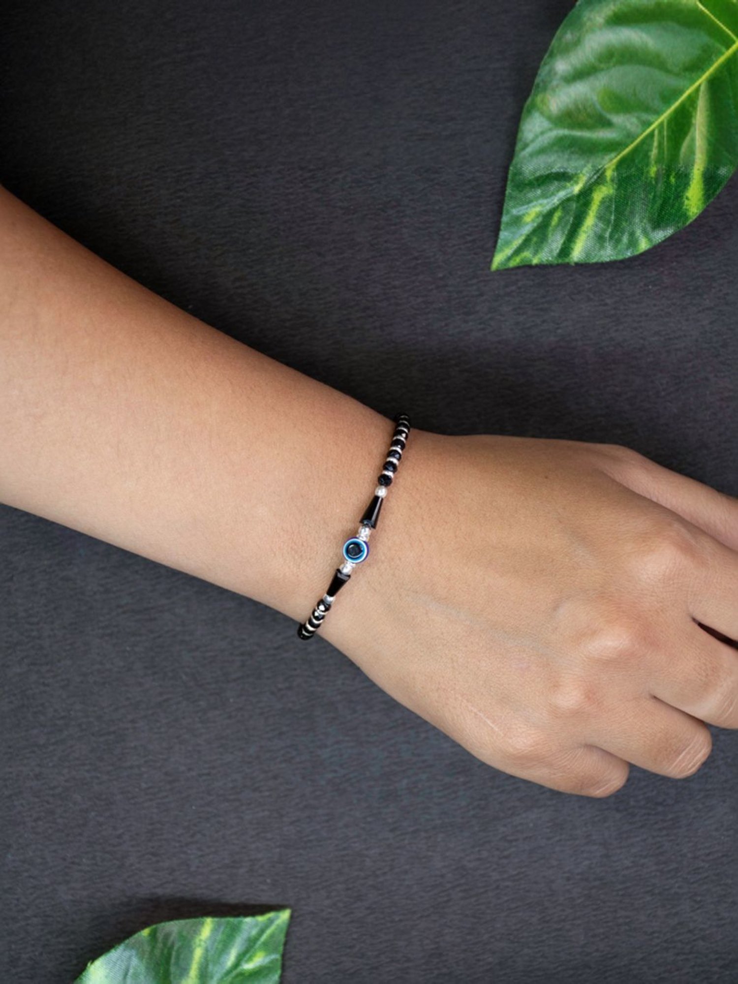 Arte Jewels 925 Sterling Silver Nazariya Evil Eye Bead Bracelet for Women & Girls