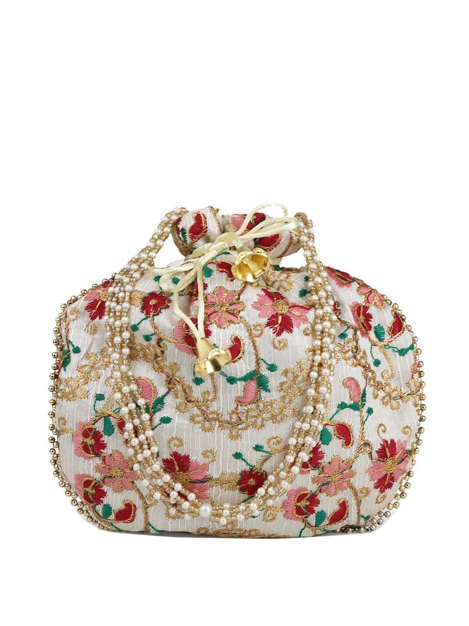 Gaurapakhi White Embroidered Potli