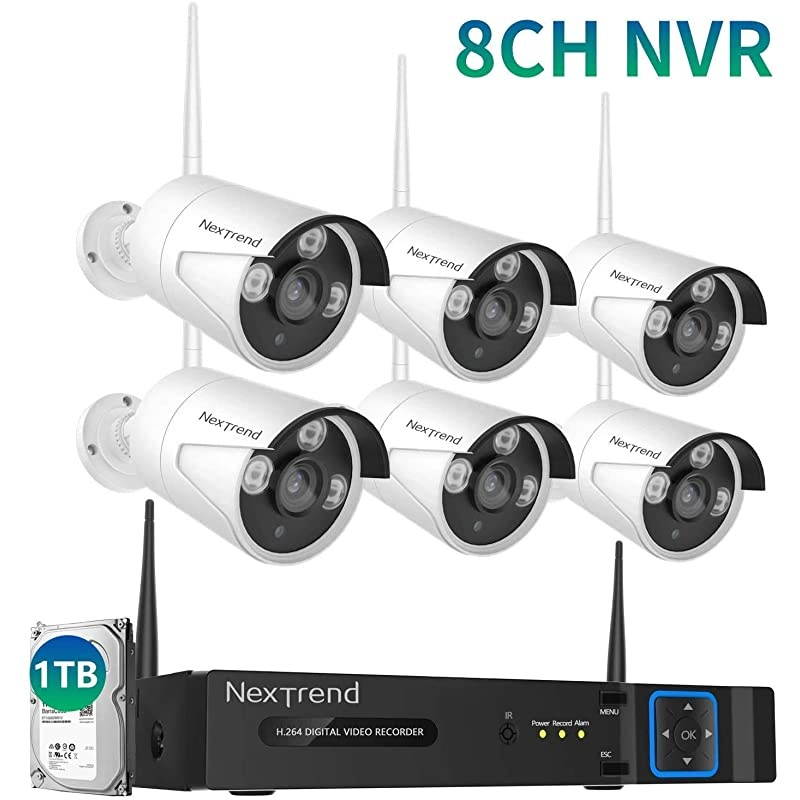 Wireless Security Camera System,  8 Channel HD Surveillance DVR Kits with 1TB Hard Drive, 6 Indoor Outdoor Cameras for Home Security with Night Vision,Easy Setup Free APP