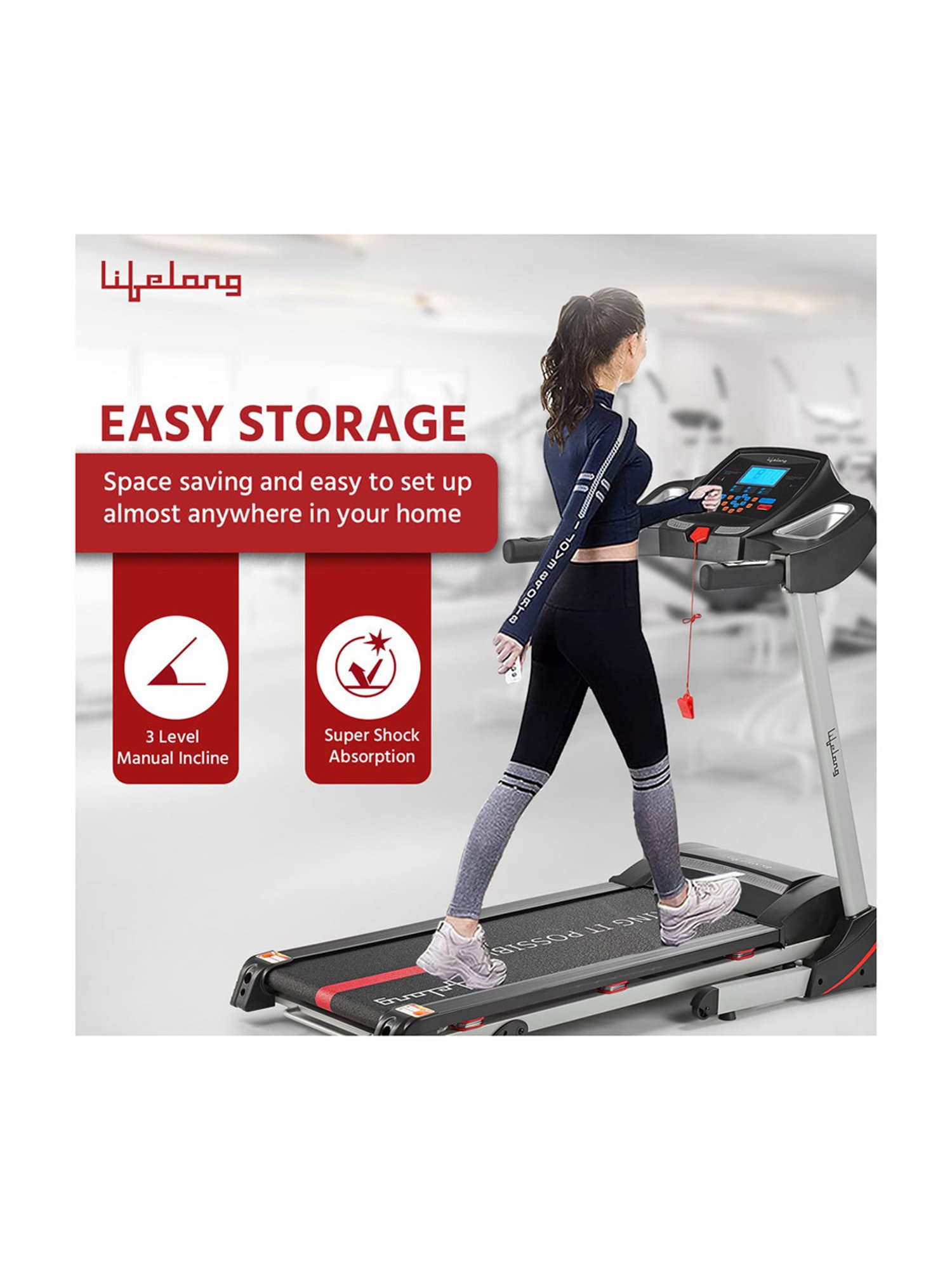 Lifelong Fit Pro 4.5 HP Peak Motorised Treadmill (Black) Size - One Size