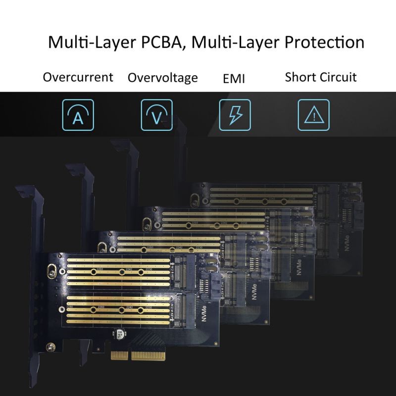GLOTRENDS 2 in 1 M.2 PCIE 4.0 Adapter Add-on Card with M.2 Heatsink for M.2 PCIE (NVME/AHCI) SSD and M.2 SATA SSD (PA12-HS)